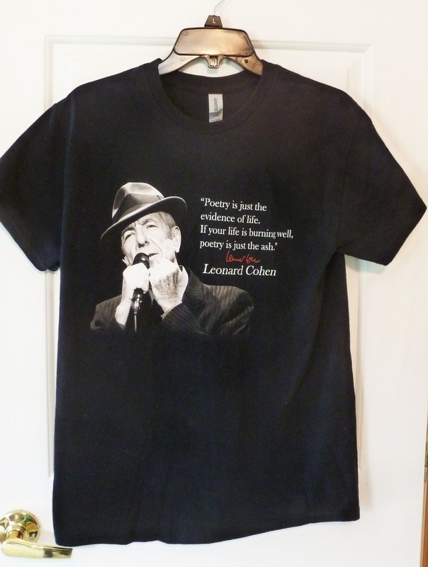 Leonard Cohen Music T Shirt Poetry Quote Sz Medium M Unisex Cotton Black