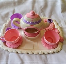 Fisher Price Play Fun Tea Set,Tea Pot, Cream ,Sugar, Spoons, Cups, Tray cute 