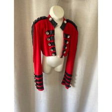 Glamour Costume Rhythm Nation Style Red Blk Rhinestone Stud Jacket LC