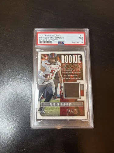 2017 Panini Score Patrick Mahomes Player Worm Patch Jersey Card Psa 7