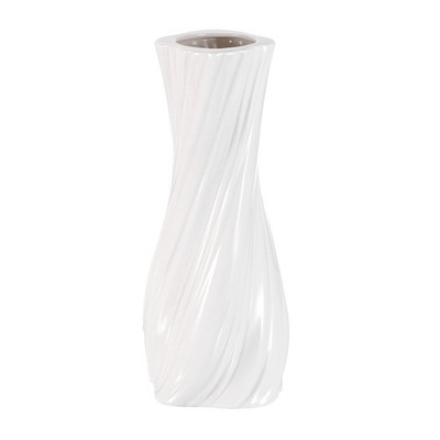 9.5cm White Ceramic Twisted Vase for Home Decor