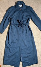 VTG Pendleton Virgin Wool Belted Coat Women Size 8 Blue Pockets Made In USA