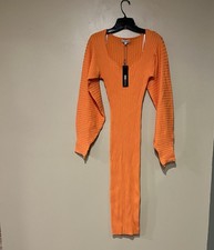 Fashion Nova Womens Size M Gemini Sweater Midi Dress Orange 