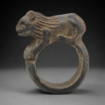 Ancient Persian Lion Stone Ring - Achaemenid  Relic Animal Amulet Carved Stone!