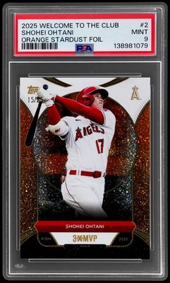 2025 Topps Welcome To The Club Shohei Ohtani #2 PSA 9 3-time MVP Orange Stardust