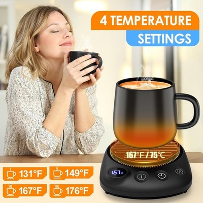  Coffee Mug Warmer Auto Shutoff | 4 Temp Settings Up to 185°F | Desk Cup Heater 