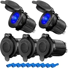 5 PCS Cigarette Lighter Socket 12V, DC 24V Car Marine Motorcycle Power Outlet Re