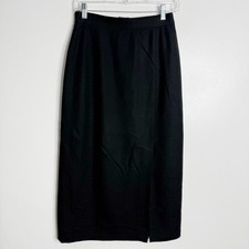 Sag  Harbor Wool Midi Skirt Lined In Black Size 10 Front Side Slit