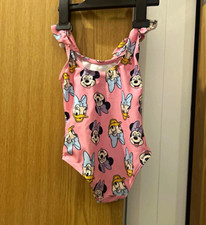 Primark Disney Girls Pink Minnie Mouse & Daisy Duck Ruffle Swimsuit 12-18M