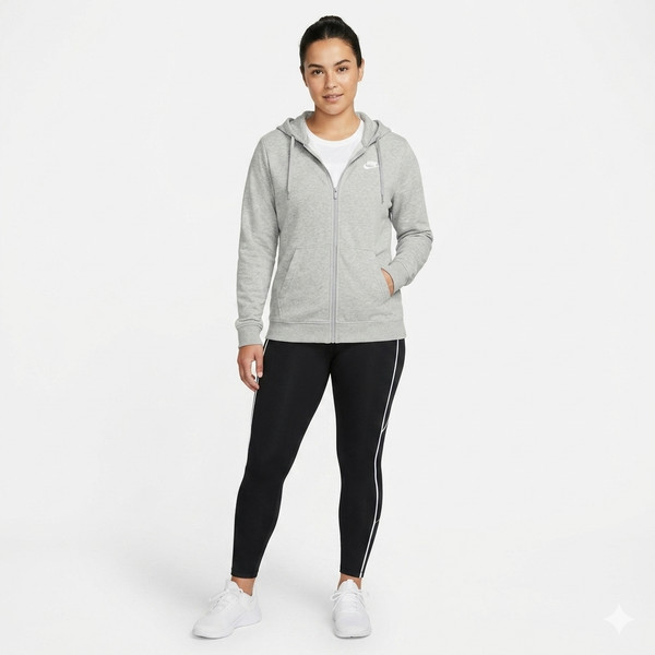 Nike Sportswear Club Zip Hoodie Size M Grey Marle Futura Logo Activewear