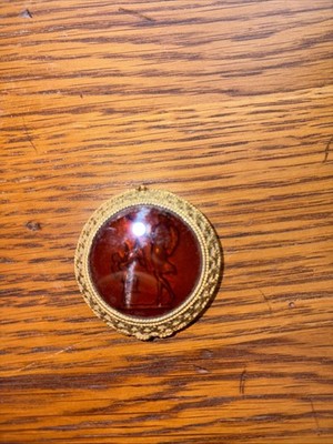 Toujours Moi Corday Solid Perfume Compact Venus & Cupid Etched Golden Intaglio