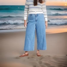 NWT AVA VIV Wide Leg High Rise Fitted Hip Stretch Jeans Size 16 Comfort Waist