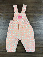 Vtg Osh Kosh B'gosh Duck Print Pink Corduroy Overalls USA Union Made Girls 12 M