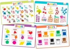 Merka Silicone Learning Placemats For Toddlers - 4-Pack 17 X 11 In Multicolor -