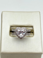 STERLING SILVER 925 WHITE HEART GEMSTONE 4.8mm BAND SIZE 5 RING 4.1g