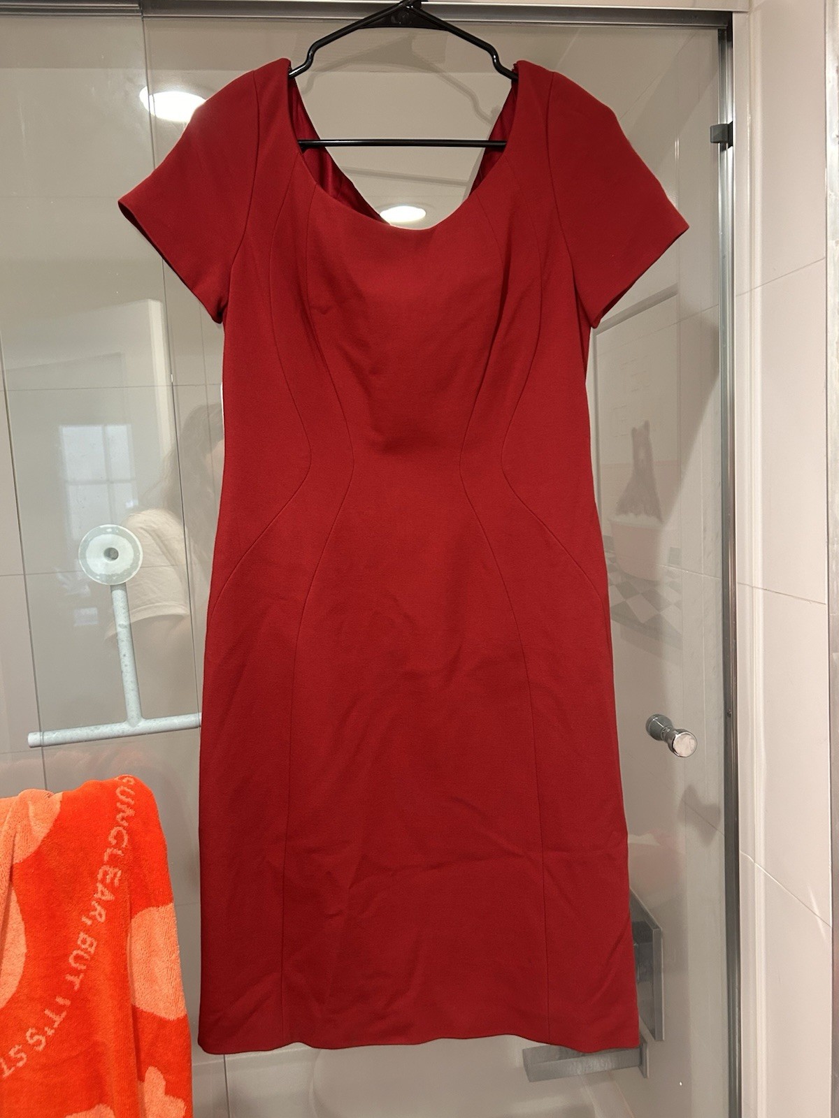 Elie Tahari Women's Red Coral Business Career Dress Short Sleeves Size 10