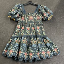 FARMRIO Stitched Garden Mini Dress Women's Size M Navy Blue 358191