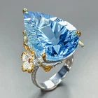 Color A+ 32 ct+ Natural Blue Topaz Ring 925 Sterling Silver Size 7.5 /R468287
