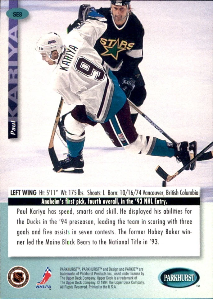 1994-95 Parkhurst SE RCs Stars 🥅YOU PICK🥅 #SE1 - #SE150 Complete Your NHL Set - Image 4 of 4