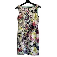 Tahari Arthur S Levine Women's Floral Dress Size 4 Sleeveless Zip Back