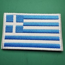   LARGE GREECE GREEK Flag Embroidered Patch Hook  Loop Emblem Hellenic