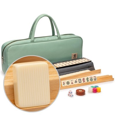 American Mahjong Set, �Ivory Ridge� - 166 Tiles with Mint Green Fabric Case