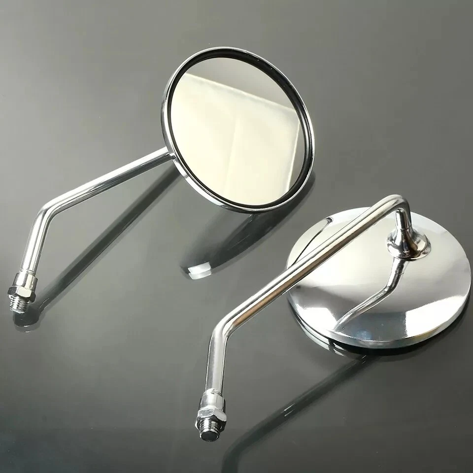 Pair 10mm Round Side Mirrors Left + Right For Honda CL90 CB100 CL100 CL125 CB125 - Image 2 of 4