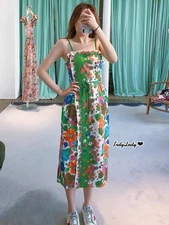 ZIMMERMANN Dress Riders Linen Floral Ruffle Midi Floral Dress Size 1 Event Party