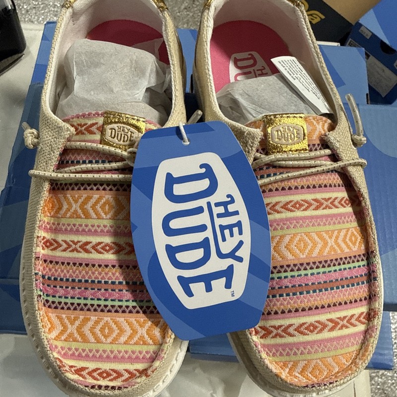 HEYDUDE Wendy Youth Boho Festival Loafer Lace Up Canvas Multi US 13 EU 32