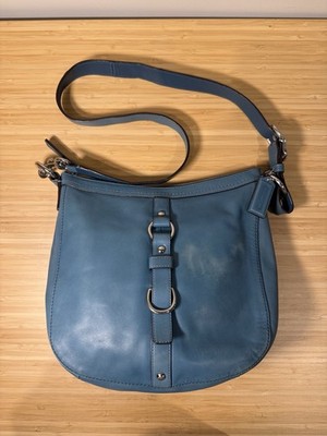 Coach Chelsea Buckle Blue Shoulder Bag w/ Buckle Accent, Silver Hardware