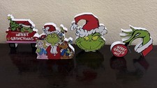 4 Pc Set The Grinch Who Stole Christmas Ornaments Wooden