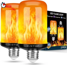 Y- STOP Upgraded LED Flame Light Bulbs, 4 Modes Flickering Light Bulb with Upsid