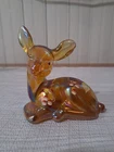 Fenton Glass Fawn/Deer Figurine In Iridescent "Autumn Gold" Hand Painted/Signed