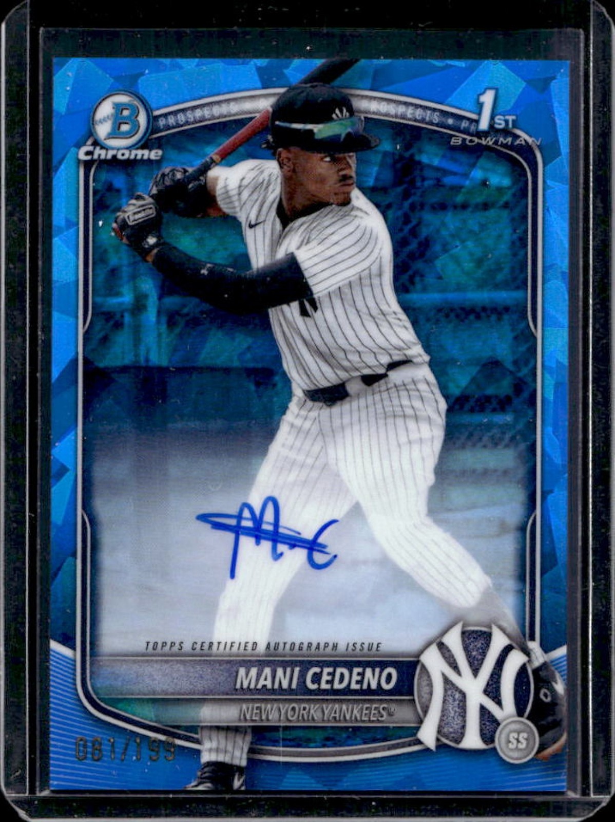 2025 Bowman Chrome Sapphire Mani Cedeno Auto 1st #81/199 Yankees