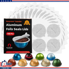 100 Pcs Aluminum Foil Seal Lids for Nespresso Vertuo 62 mm Fits All Vertuo Pod