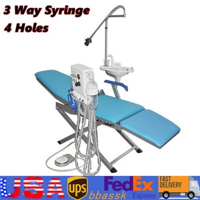 Portable Dental Folding Chair+LED Light+Turbine Unit+Weak Suction 4 Hole BEST