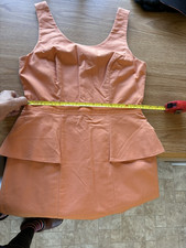 The Limited Peplum Sheath Dress Melon Orange Cotton Stretch Work Party Size 4