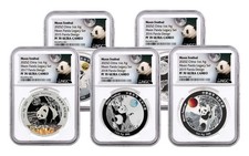 2015–2019 1-oz Silver Moon Festival Panda 5-pc Legacy Proof Set Ngc Pf70uc