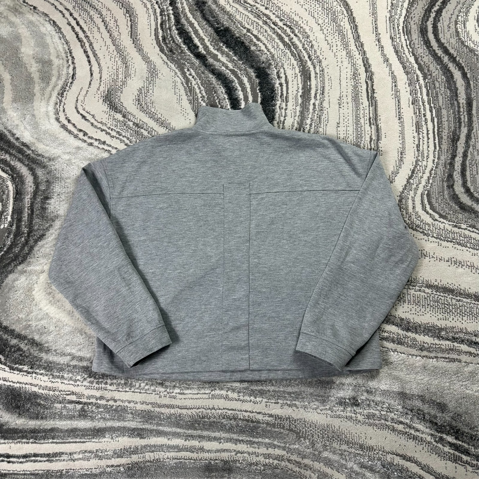 Women's VTG Reiss Etta Grey Ring Pull Sz Large Quarter Zip Collared Sweatshirt image 7