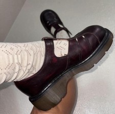 1990s Made In England Dr Martens Burgundy Maryjanes Size 6 Women s