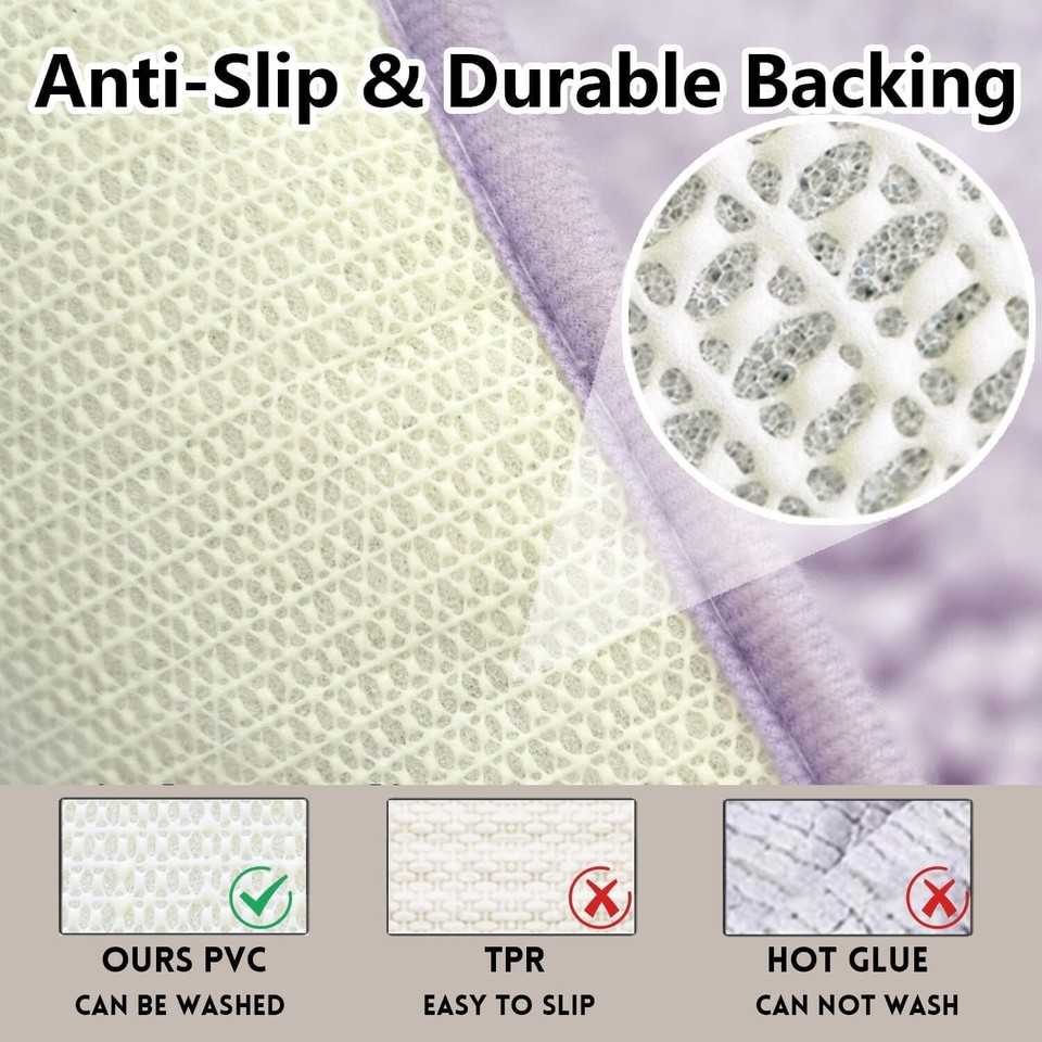 Purple Bathroom Rug Set 2 Piece, Chenille Non Slip Bath Mat Set