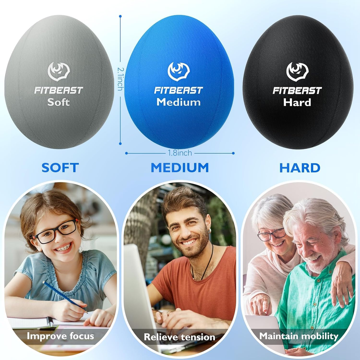 Hand Exercise Balls, Stress Relief Balls, Hand Therapy Balls With Soft Strengths Squeeze Ball For Resistance Training I3462991666