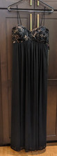 NWT Reign On Dress Gown Babydoll Sequin Ribbon Black Long USA Vintage - 1/2