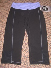 DeSoto Women's Run Capri Black Powerful Purple Small NEW WITH TAGS 