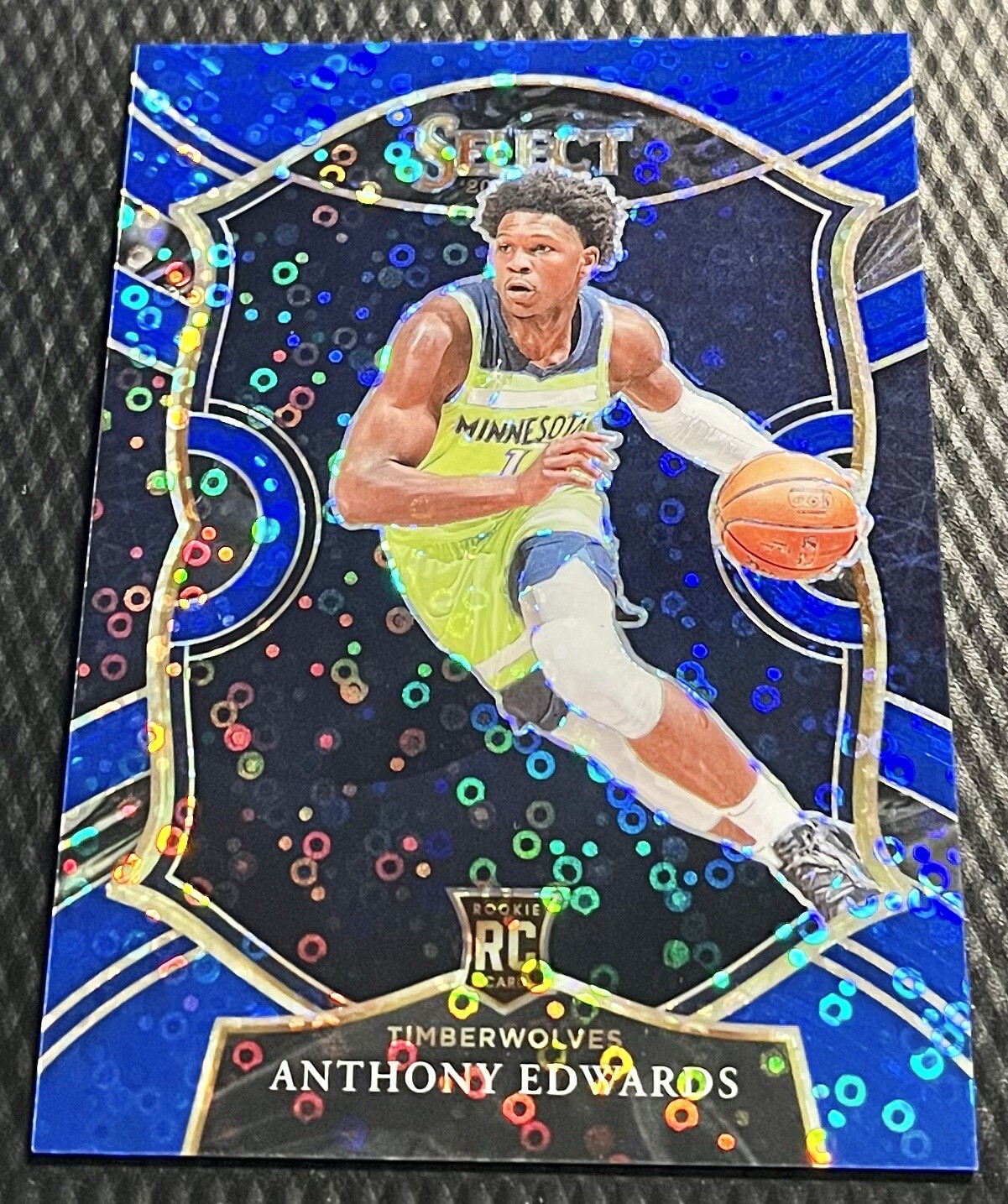 2020 Anthony Edwards 8/25 Panini Select Disco Blue Prizm RC #61 Timberwolves