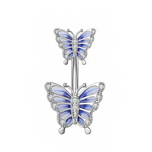Stainless Steel Butterfly Zircon Fake 14G Button Ring Body Jewelry For Women - Bild 17 von 18
