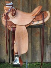Sillín de cuero Western Wade Western Horse Saddle Tack tamaño (14 pulgadas a 18 pulgadas)