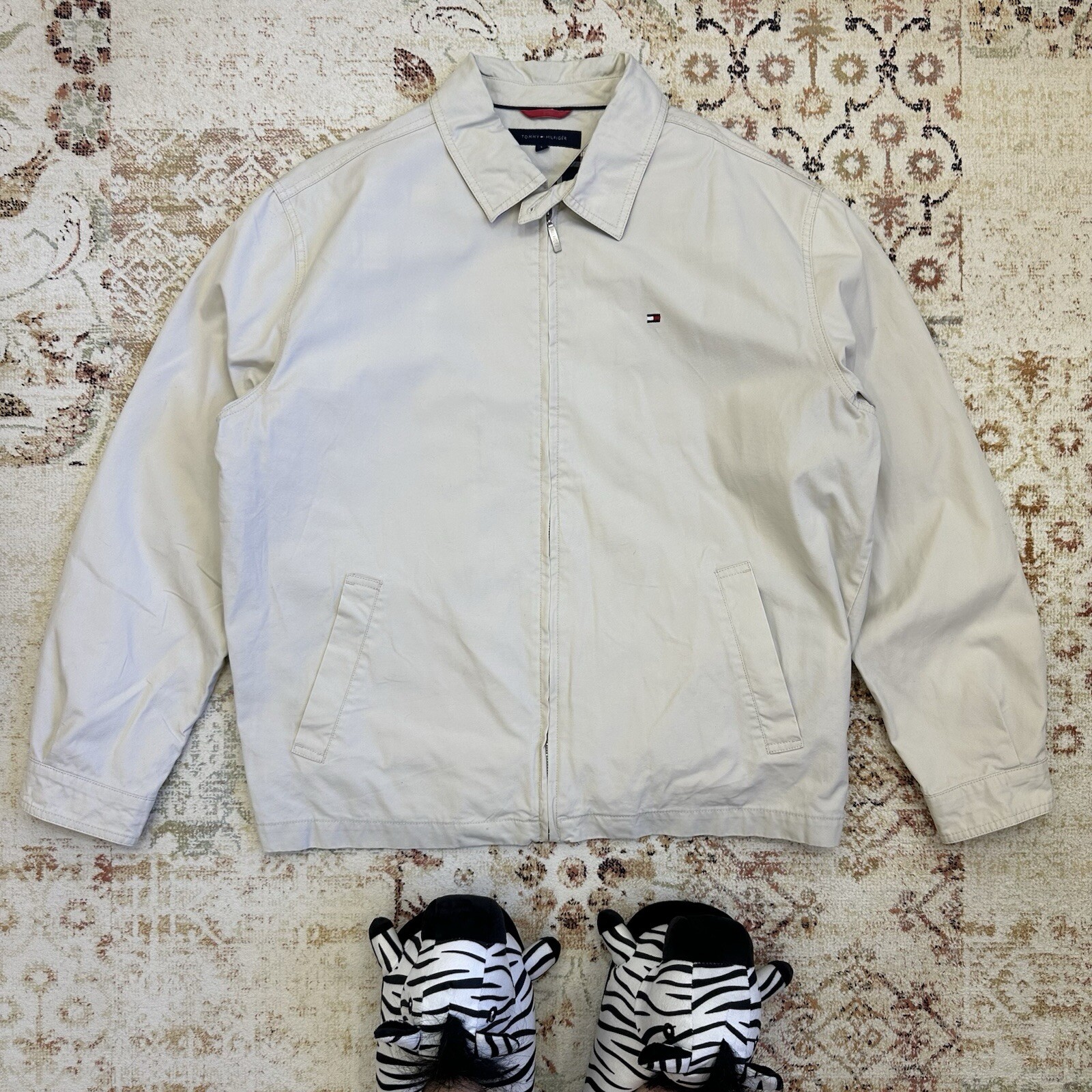 Vintage Tommy Hilfiger Harrington Lightweight Zip Bomber Jacket Distressed Style