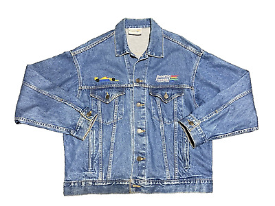 Benetton Formula 1 Racing Team Denim Jacket Size L Blue Made Benetton Formula 1 Racing Team Denim Jacket Size L Blue Made