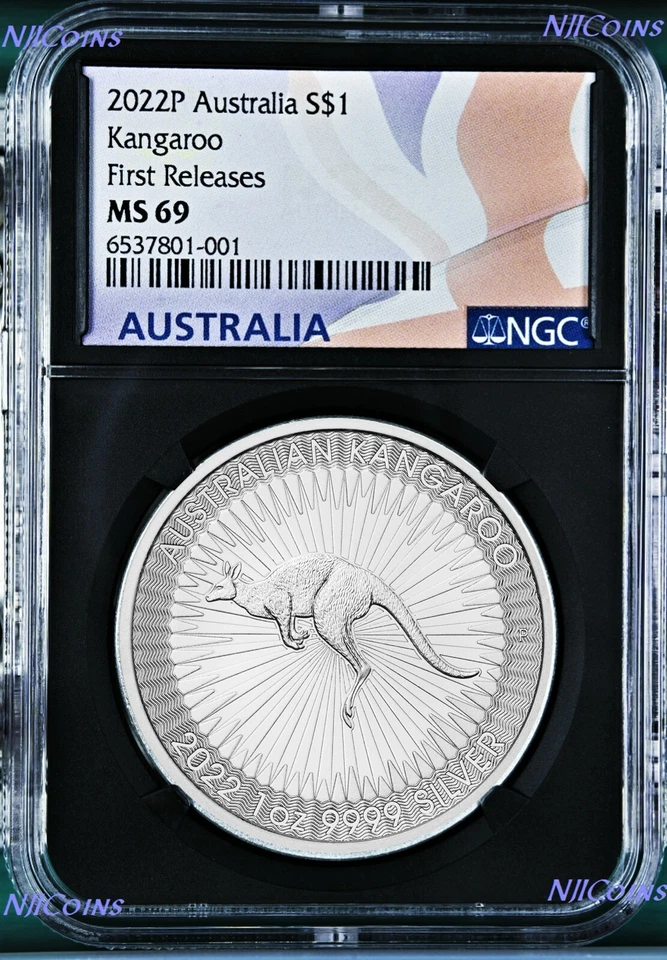 2022 effigy of Queen Elizabeth II Silver 1oz Kangaroo Coin NGC MS69 $1 Blk - Image 2 of 2